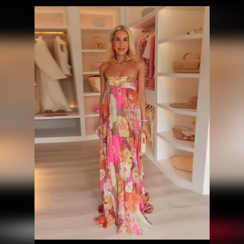 Strapless Floral Maxi Dress
